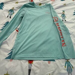 Magellan Outdoors Aqua Long Sleeve Tee with Red Accents